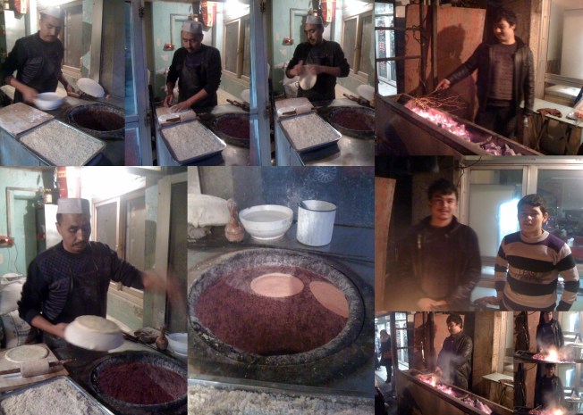 Xinjiang barbeque: grilling of lamb skewers and preparation of naan